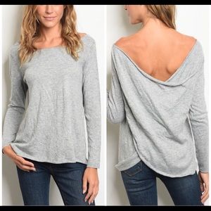 Women Gray Sweater Crisscross Back